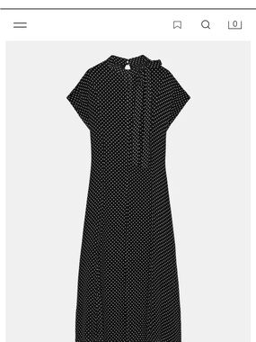 ZARA Black Polka Dot Tie-Neck Maxi Dress